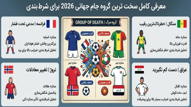 معرفی کامل سخت‌ ترین گروه جام جهانی 2026 برای شرط بندی
