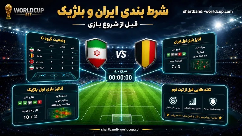 ⏱️ شرط بندی ایران و بلژیک قبل از شروع بازی